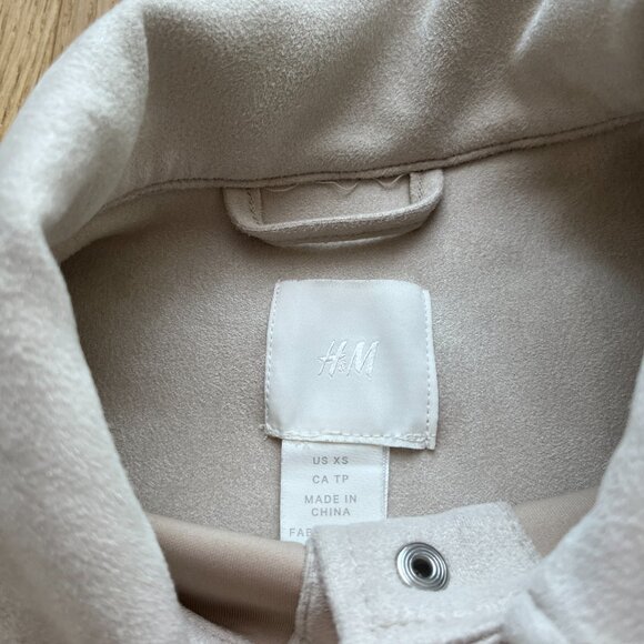 H&M Beige Faux Suede Shirt Jacket - Picture 3 of 4